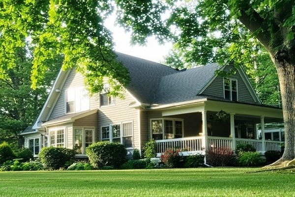 Beautiful lawn in the suburbs