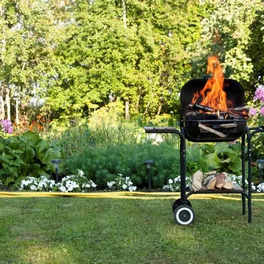 Summer BBQ marks on lawn
