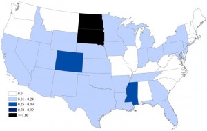 WNV neuroinvasive disease cases by state