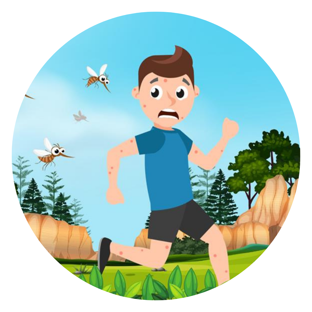 man running from mosquitos