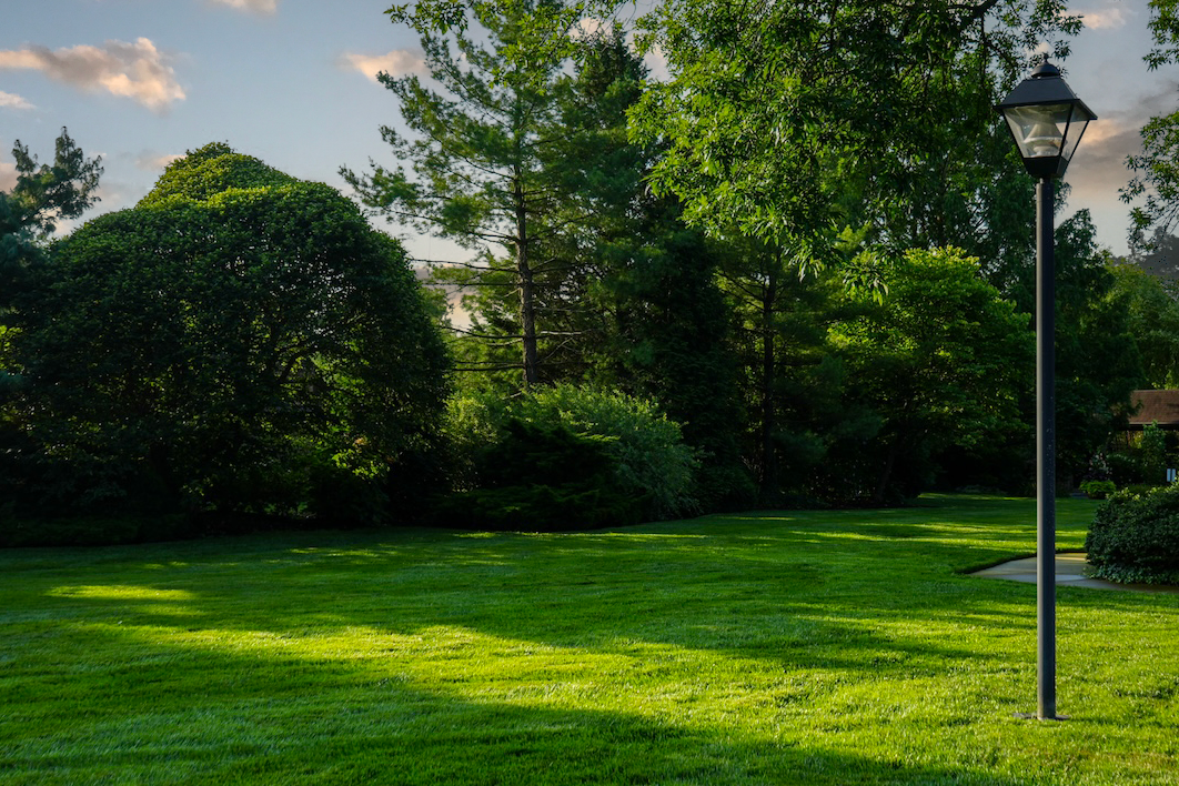 commercial lawn tech servicing a property