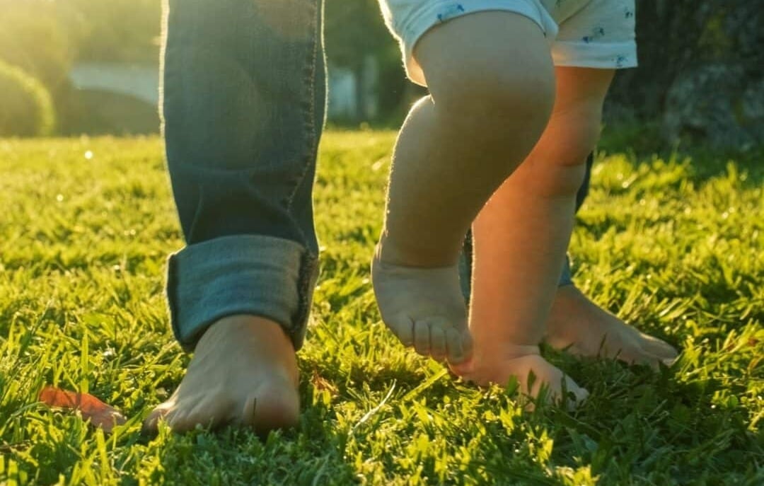 walking in a natural lawn